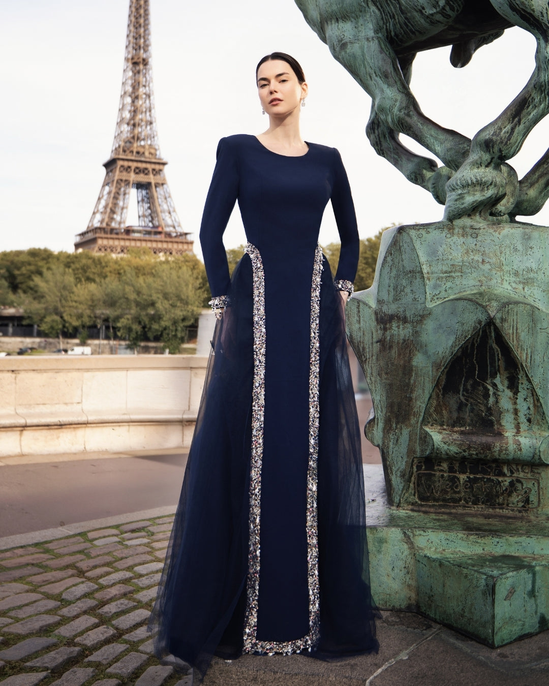 Nuit Bleue Column Gown