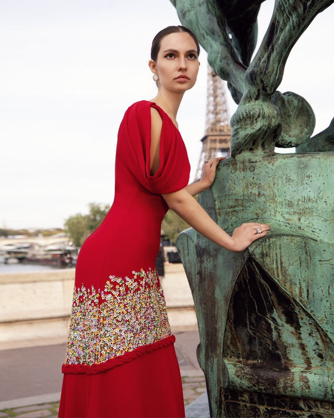 Rouge Jardin Embroidered Gown