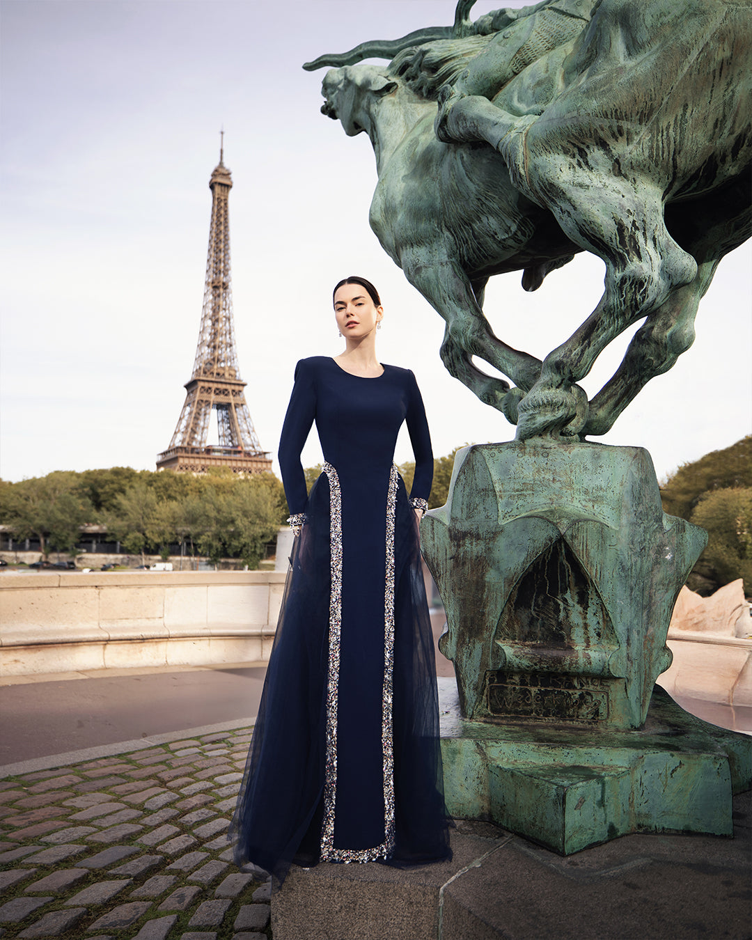 Nuit Bleue Column Gown