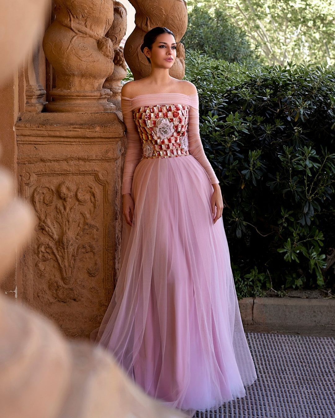 Rose Royale Embellished Tulle Gown