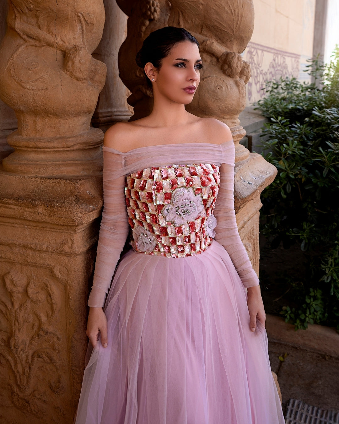 Rose Royale Embellished Tulle Gown